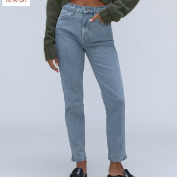 Everlane The Original Cheeky Jean in Stone Washed Sky Blue sz 35 Crop - Picture 1 of 5